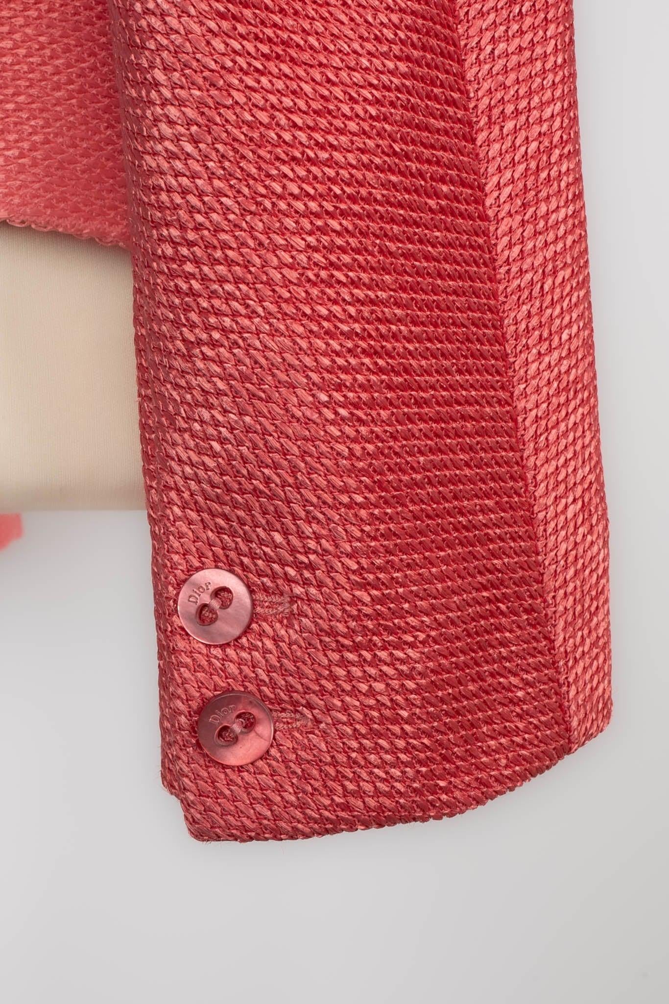 Dior Pink Raffia Jacket with a Silk Lining, 2006 Spring-summer Collection For Sale 2