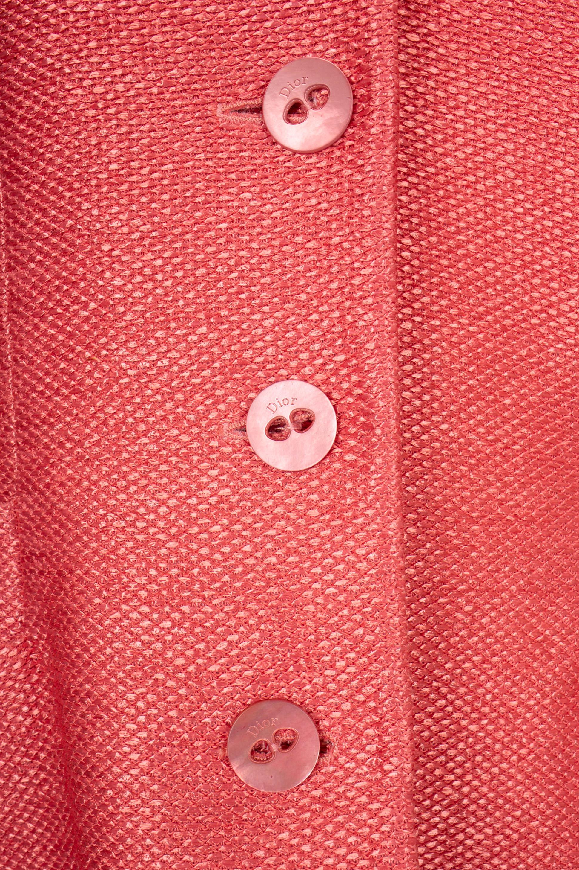 Dior Pink Raffia Jacket with a Silk Lining, 2006 Spring-summer Collection For Sale 3