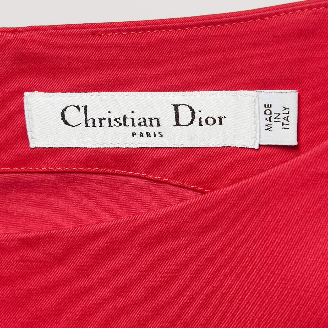 Dior Pink/Red Cotton Paneled Sleeveless Short Dress XL 1