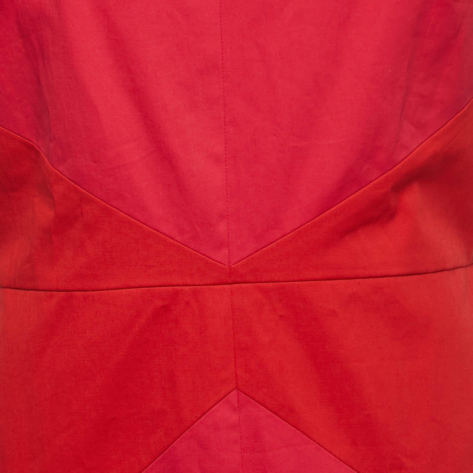Dior Pink/Red Cotton Paneled Sleeveless Short Dress XL 2
