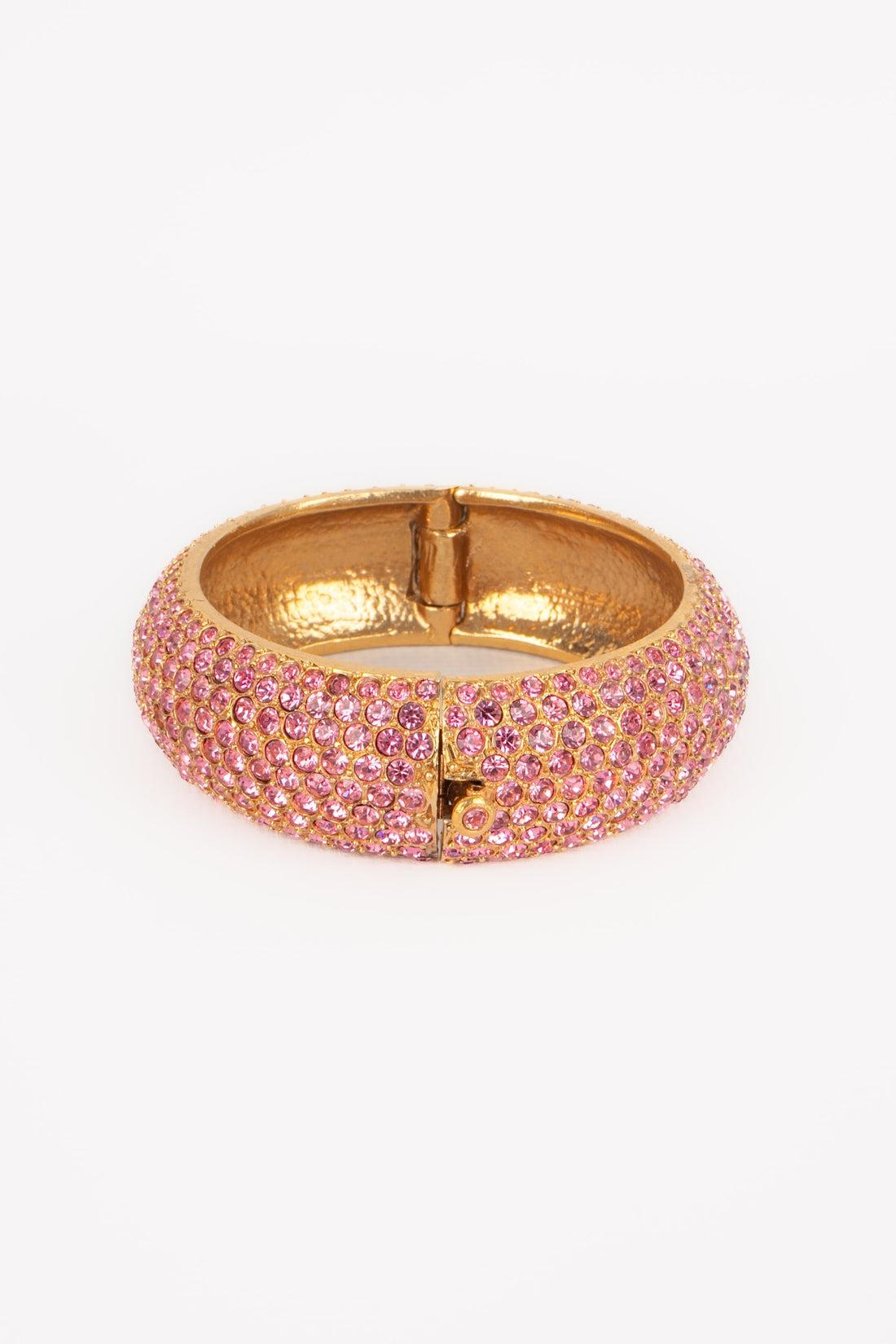 Dior Pink Rhinestones Bracelet In Excellent Condition In SAINT-OUEN-SUR-SEINE, FR