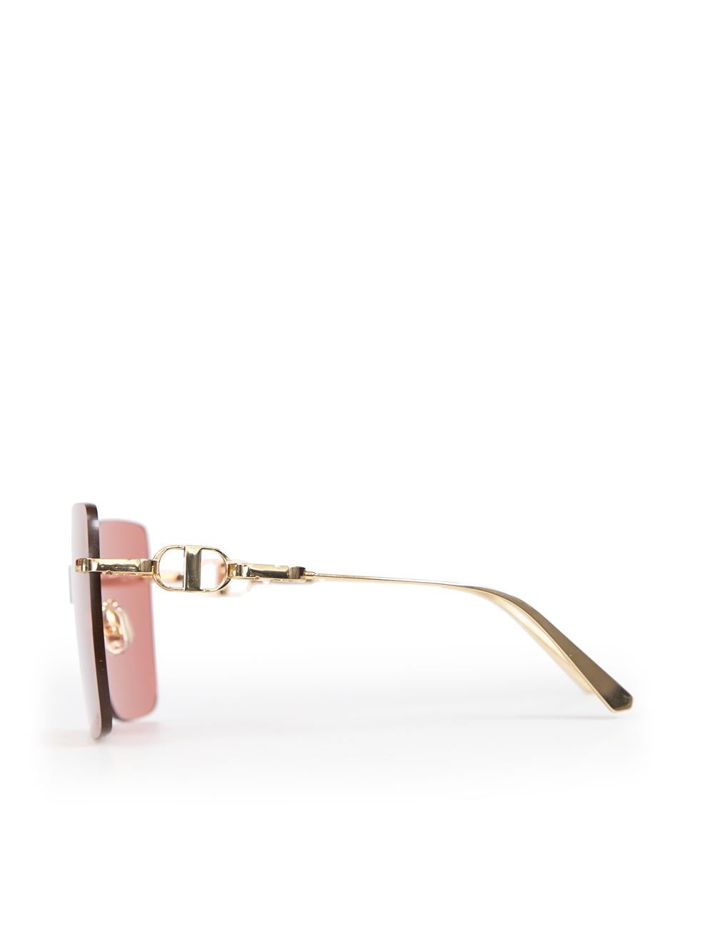 Women's Dior Pink Rimless Butterfly Rose Tinted Sunglasses