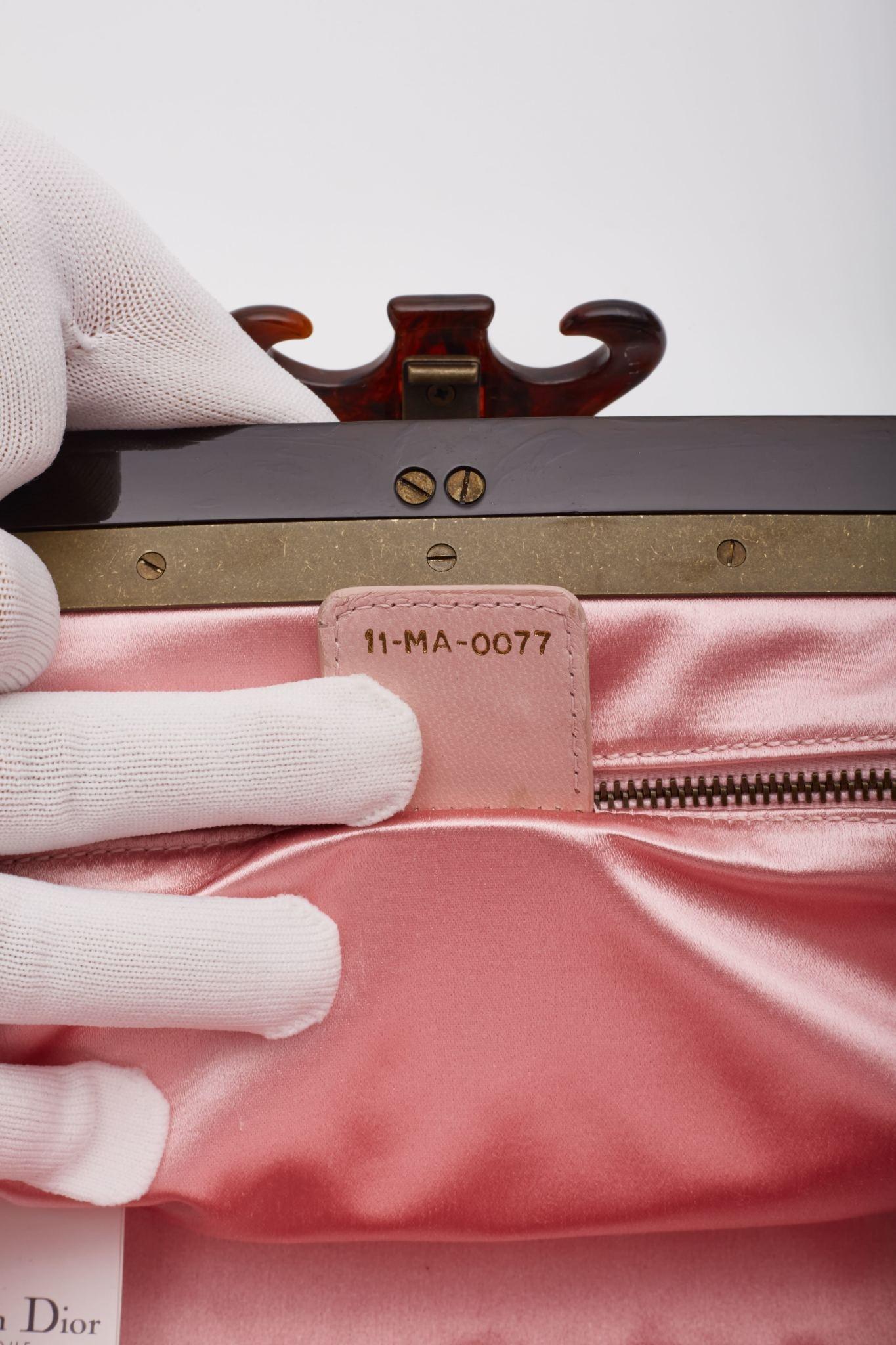 Dior Pink Samourai 1947 Armour Frame Clutch Bag For Sale 5