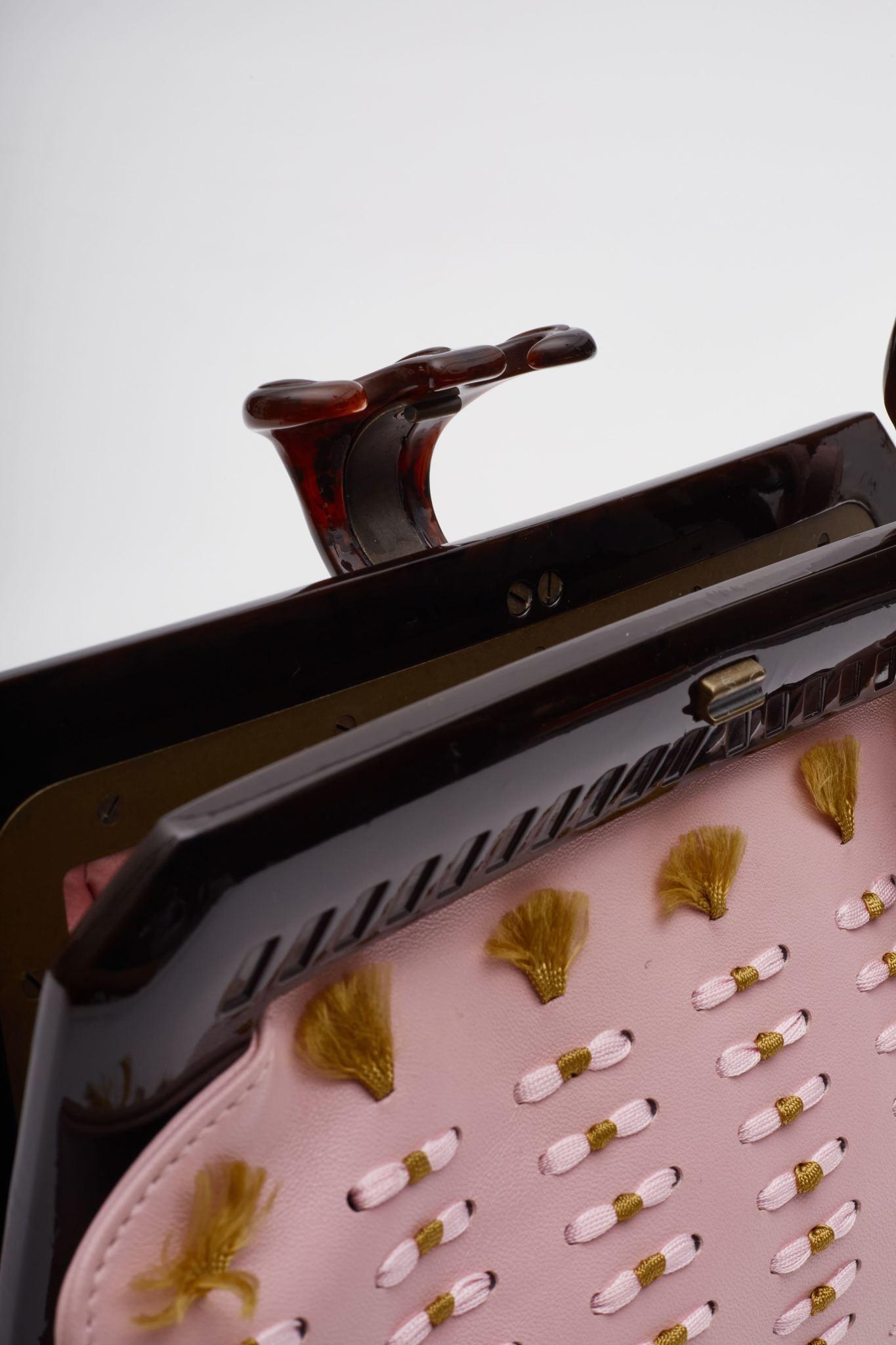 Dior Pink Samourai 1947 Armour Frame Clutch Bag For Sale 6