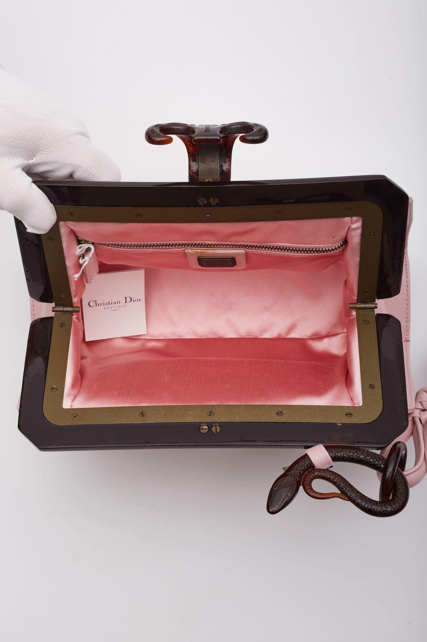 Dior Pink Samourai 1947 Armour Frame Clutch Bag For Sale 3