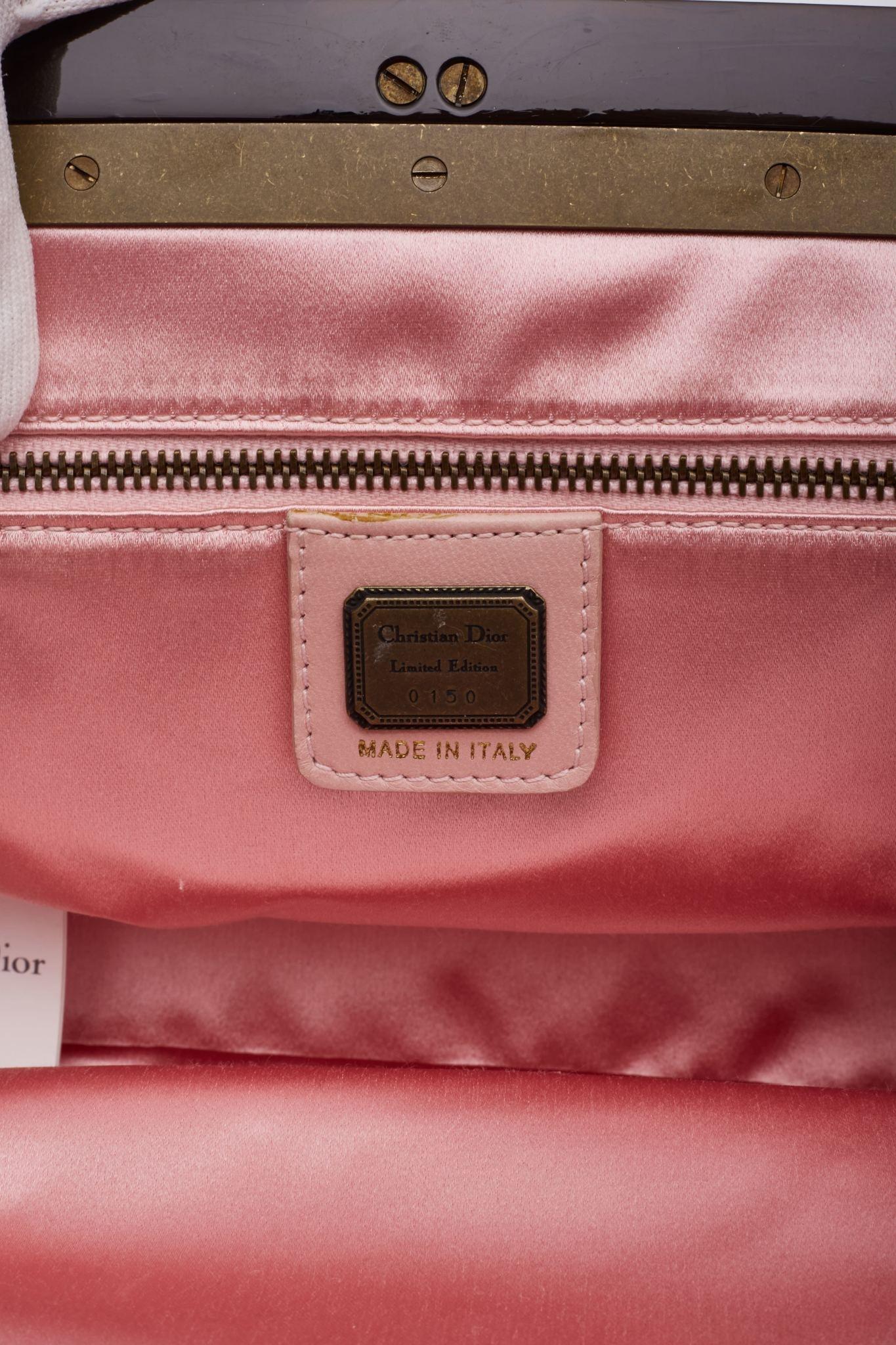 Dior Pink Samourai 1947 Armour Frame Clutch Bag For Sale 4
