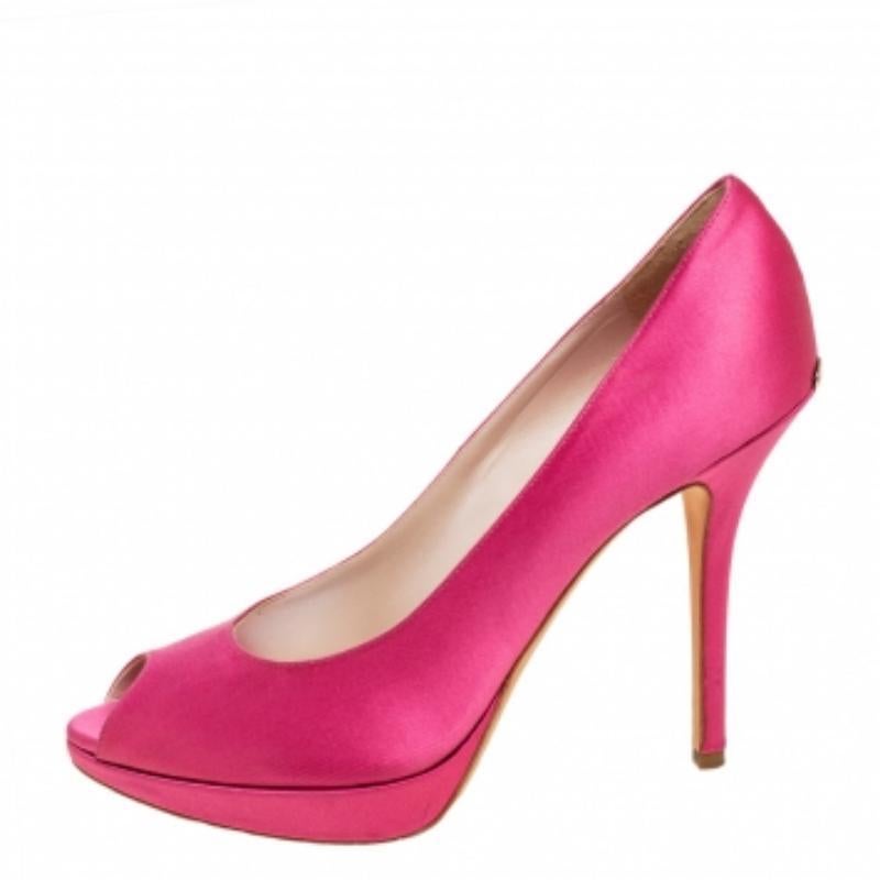 Dior Pink Satin Miss Dior Peep Toe Pumps Talla 40.5 Rosa en venta