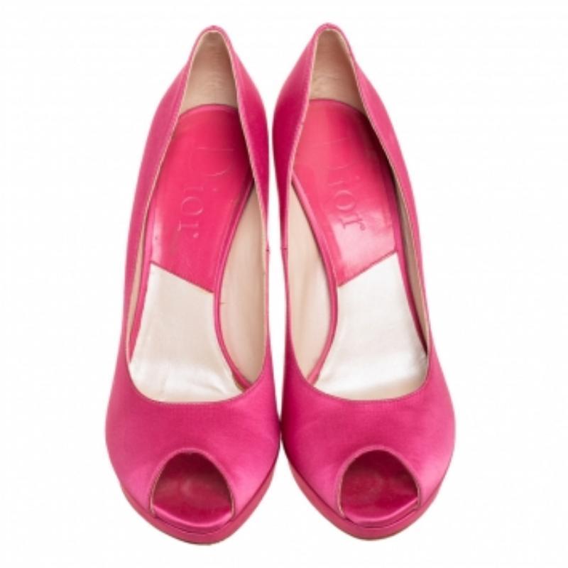 De las mujeres Dior Pink Satin Miss Dior Peep Toe Pumps Talla 40.5 en venta