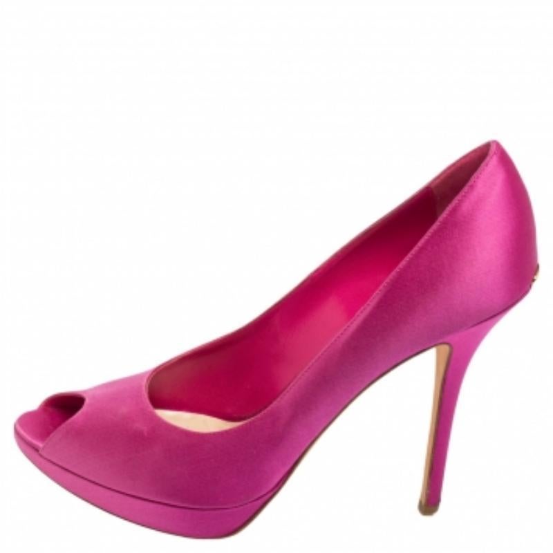 Dior Pink Satin Miss Dior Peep-Toe Pumps Talla 40.5 en venta 1