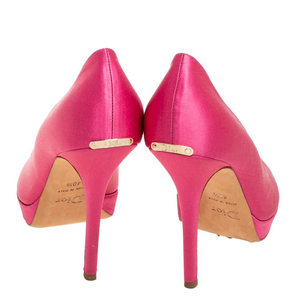 Dior Pink Satin Miss Dior Peep Toe Pumps Size 40.5 For Sale 2