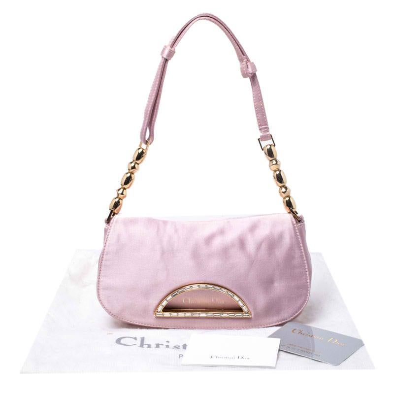 Dior Pink Satin Pochette Bag 7