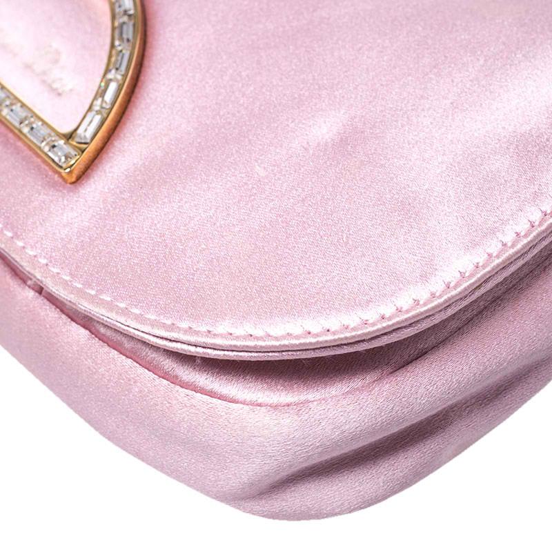 Dior Pink Satin Pochette Bag 1