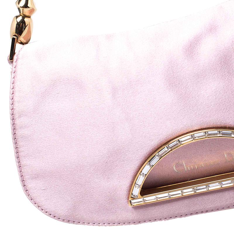 Dior Pink Satin Pochette Bag 2
