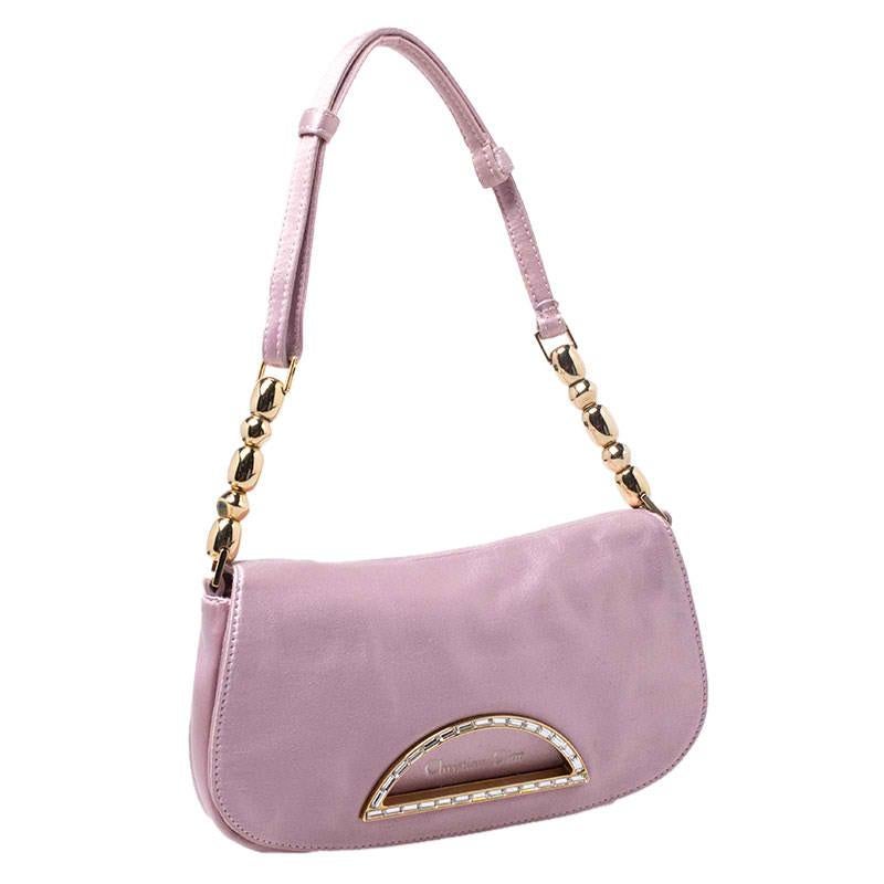 Dior Pink Satin Pochette Bag 3