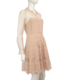 Dior Pink Sheer Lace Polkadot Dress Size M