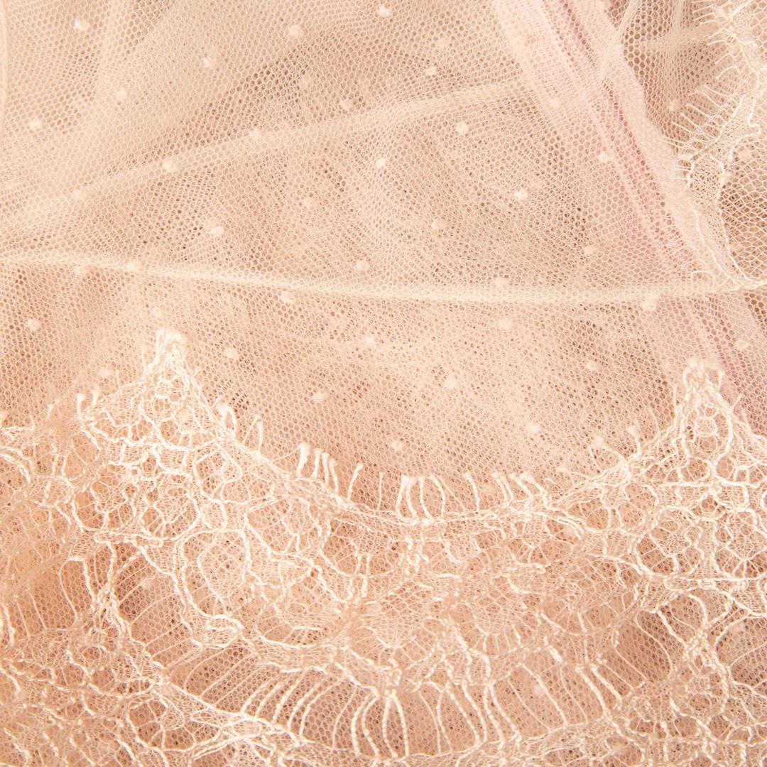 Dior Pink Sheer Lace Polkadot Dress Size M In Good Condition For Sale In London, GB