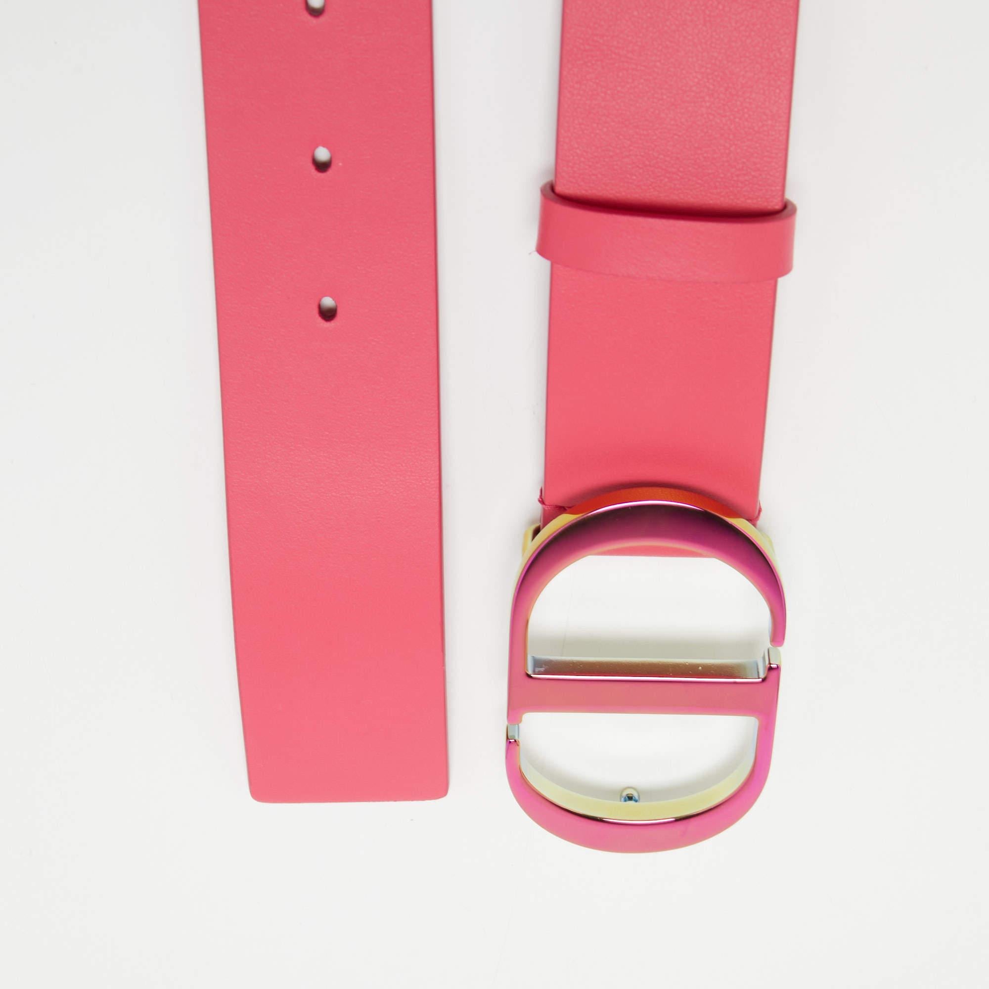 Women's Dior Pink Smooth Leather CD Logo Waist Belt 75CM