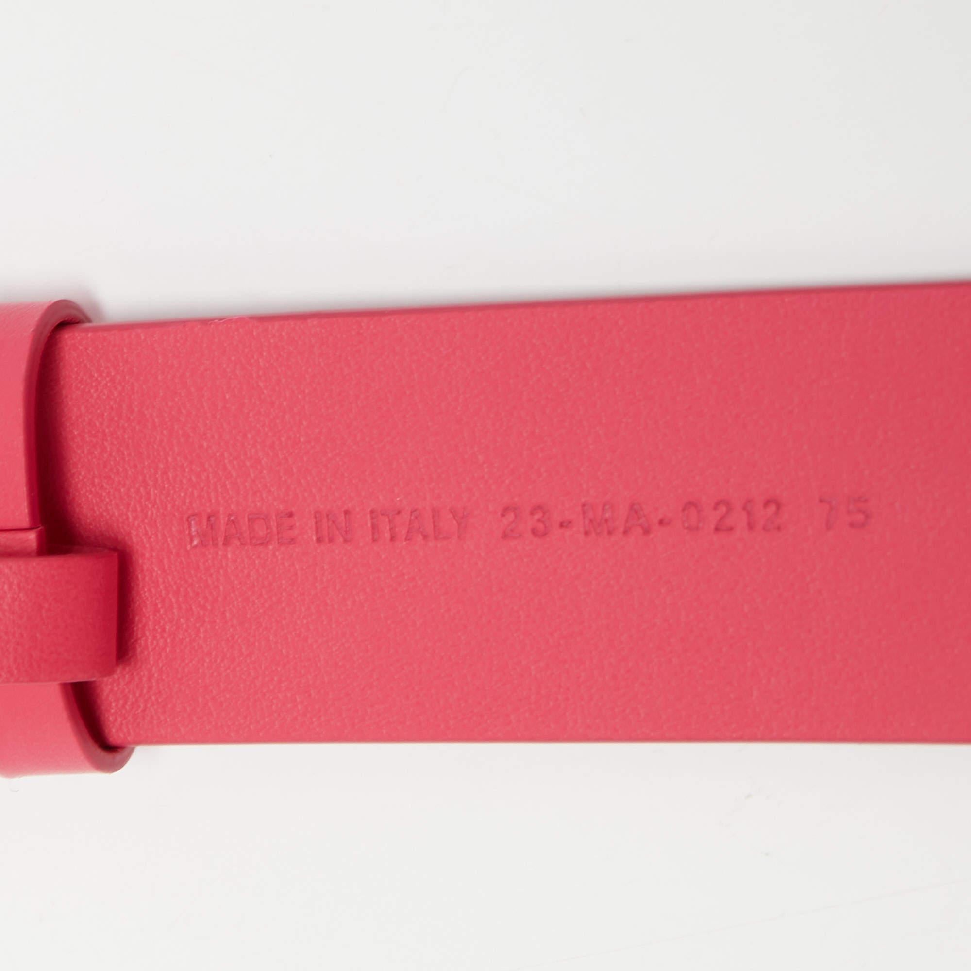 Dior Pink Smooth Leather CD Logo Waist Belt 75CM 1