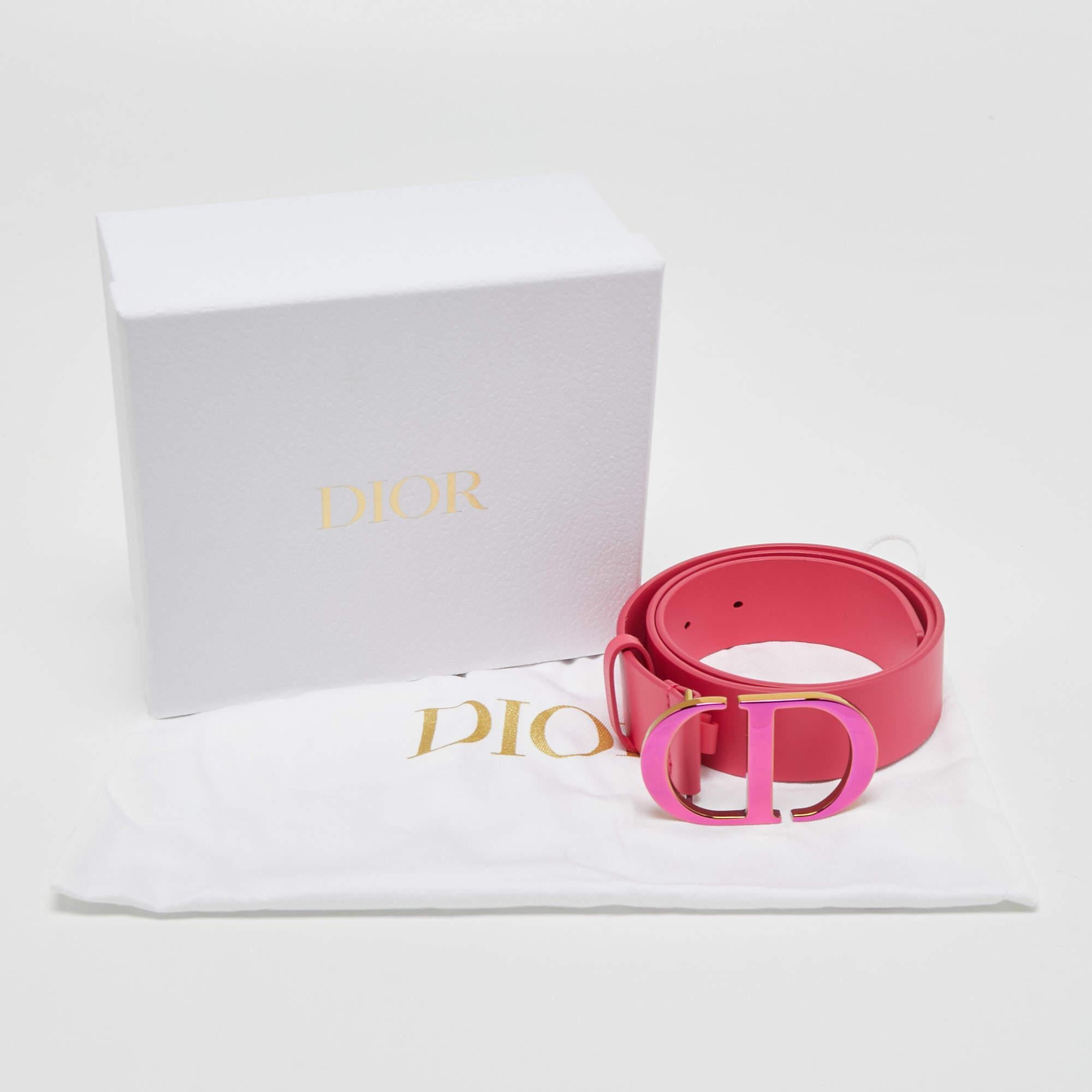 Dior Pink Smooth Leather CD Logo Waist Belt 75CM 2