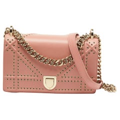 Dior Pink Studded Leather Small Diorama Shoulder Bag