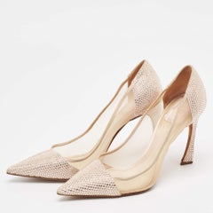 Dior Rosa Camoscio e Maglia Impreziosito Dior Desir Pumps Taglia 37.5