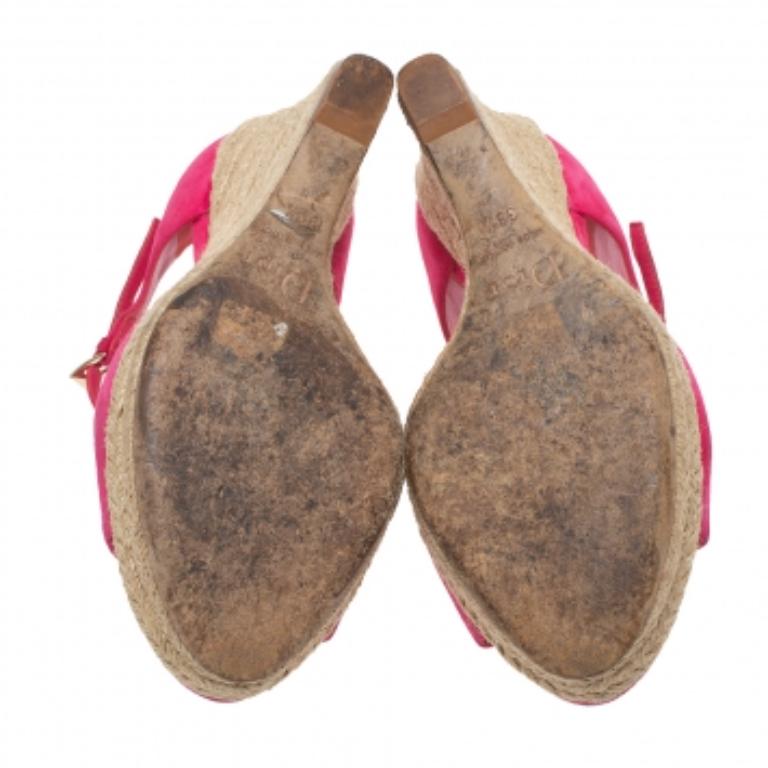 Dior Pink Suede Optique Wedge Ankle Strap Sandals Size 39.5 For Sale 3