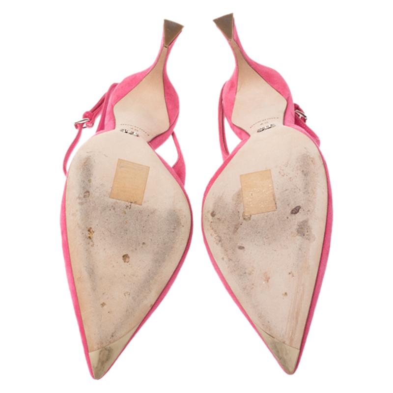 Dior Pink Suede Pointed Toe Ankle Strap Sandals Size 40 1