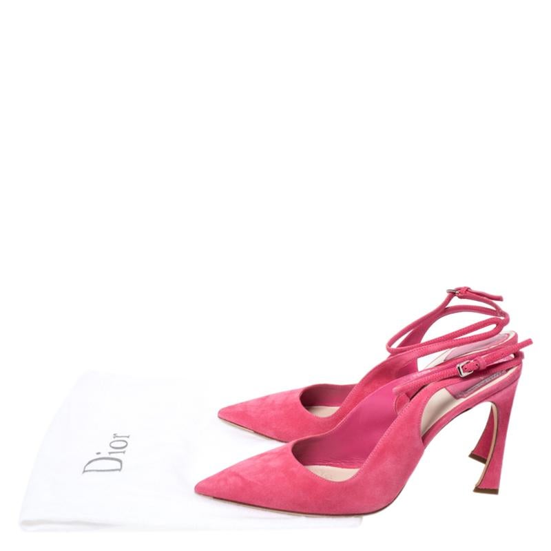 Dior Pink Suede Pointed Toe Ankle Strap Sandals Size 40 4