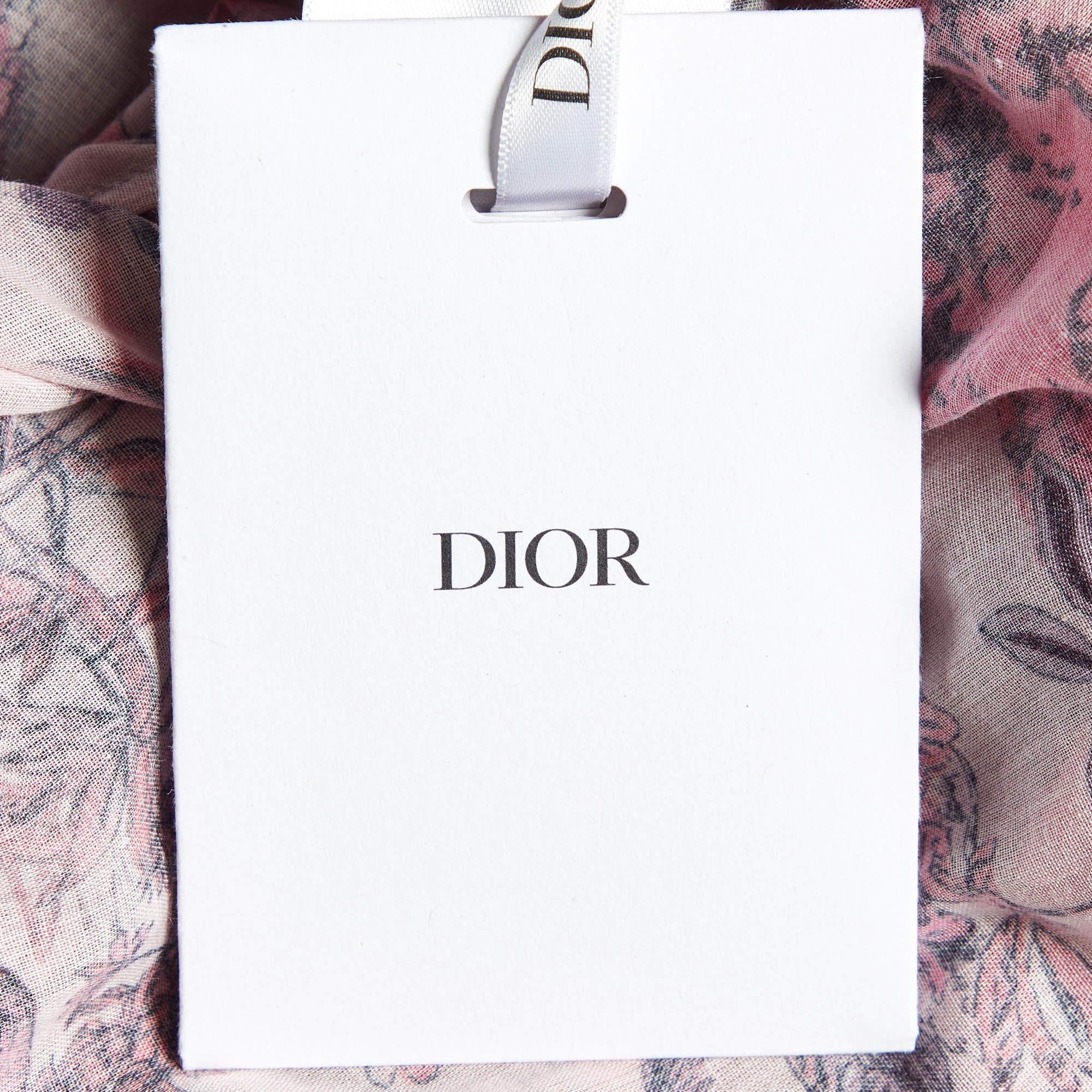 Women's Dior Pink Toile de Jouy Voyage Cotton Long Sleeve Blouse L