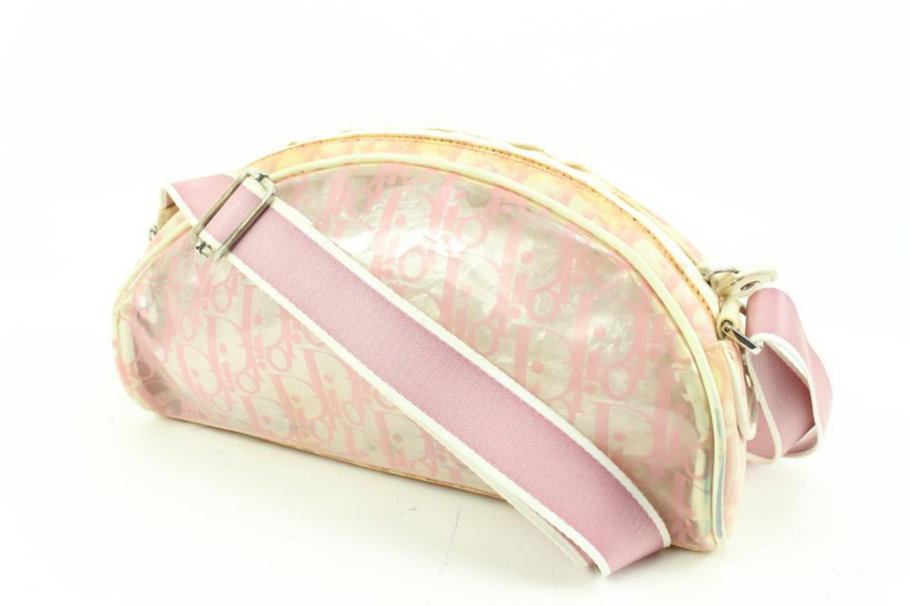 Dior Pink Translucent Monogram Trotter Crossbody Bag  31d413s
Date Code/Serial Number: BO L 0074
Made In: Italy
Measurements: Length:  10