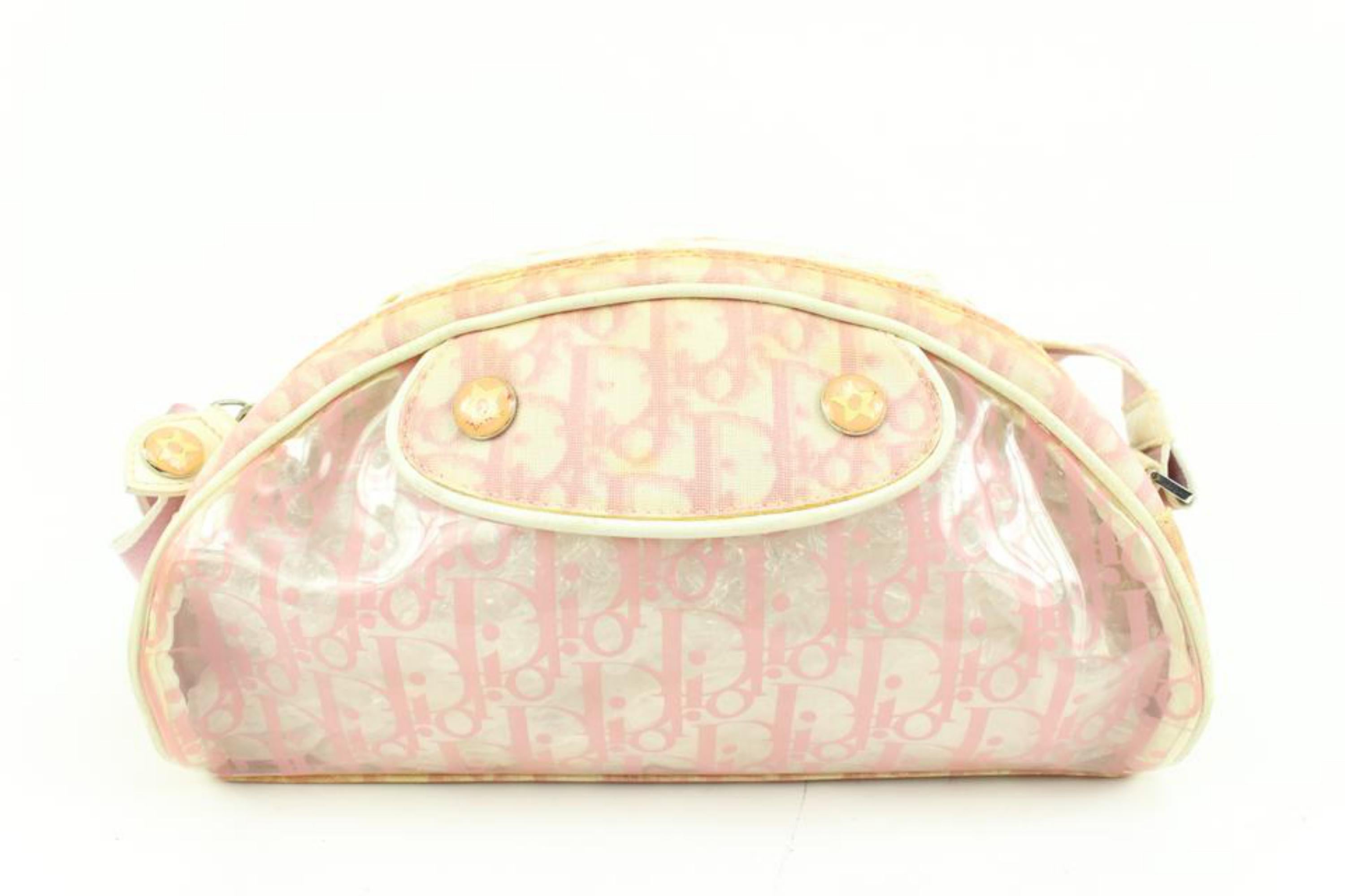 Dior Pink Translucent Monogram Trotter Crossbody Bag  31d413s In Fair Condition For Sale In Dix hills, NY