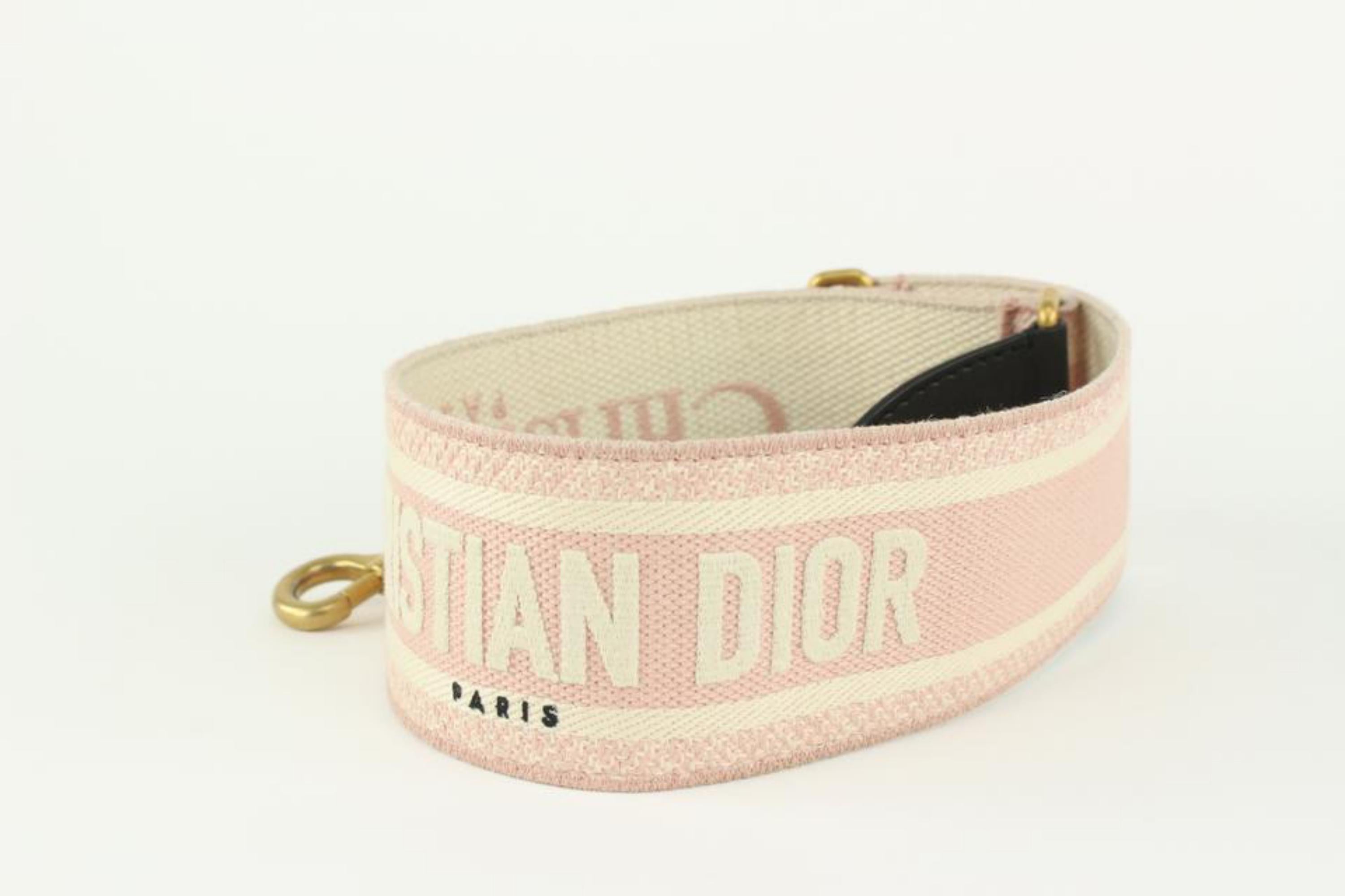 Dior Pink Trotter Embroidered Canvas Shoulder Crossbody Strap 1126d6 In Excellent Condition For Sale In Dix hills, NY