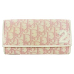Dior Pink Trotter Oblique Girly Flap Wallet Long Clutch 859611 