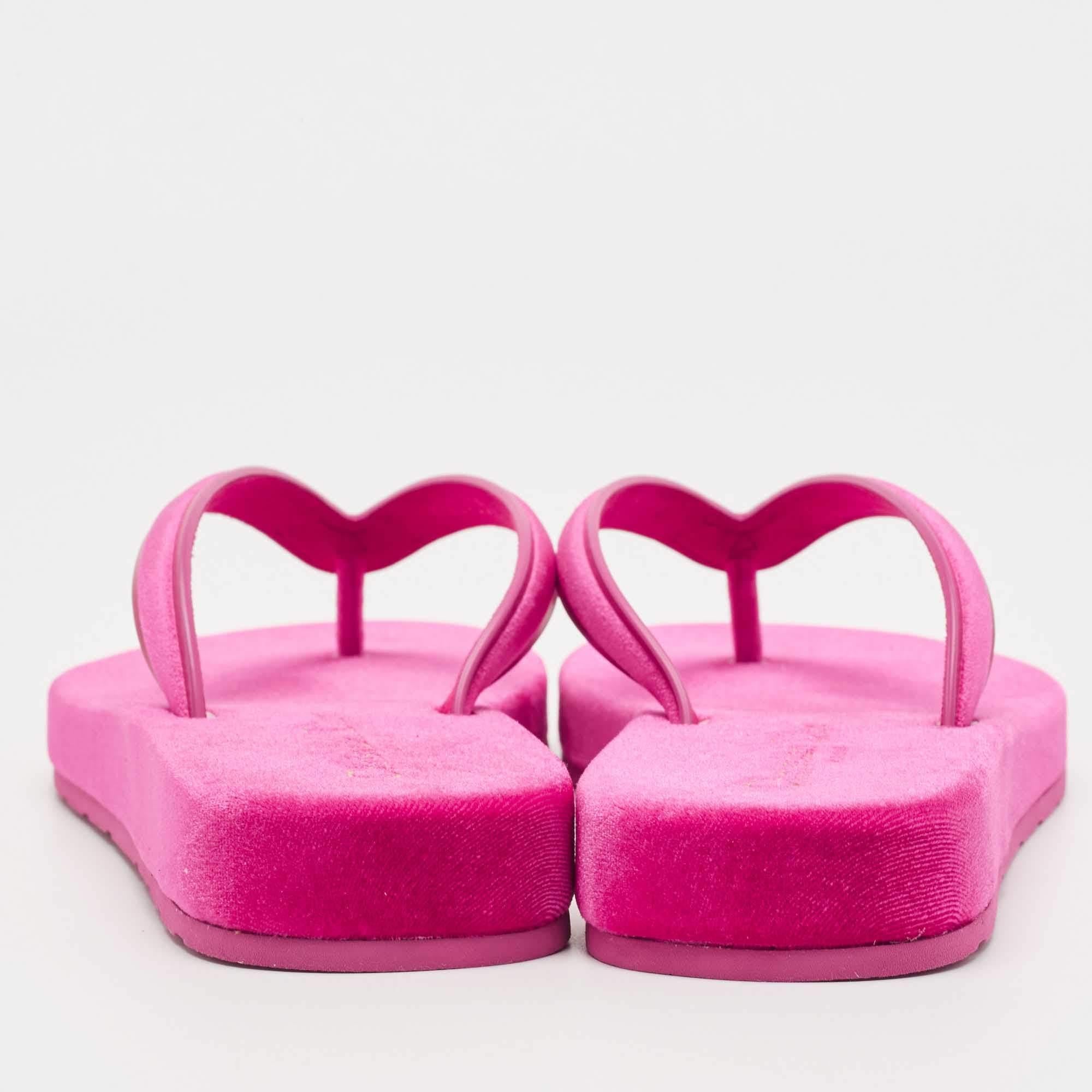 Women's Dior Pink Velvet and Leather Diorsea Thong Flat Slides