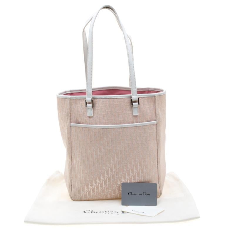 Dior Pink/White Diorissimo Canvas and Leather Tote 6