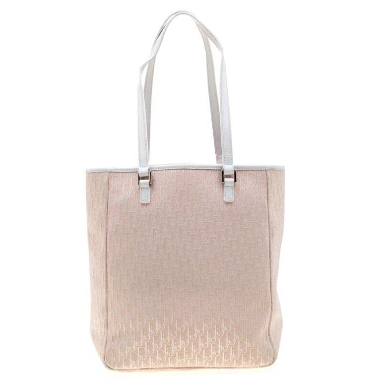 Dior Pink/White Diorissimo Canvas and Leather Tote at 1stDibs