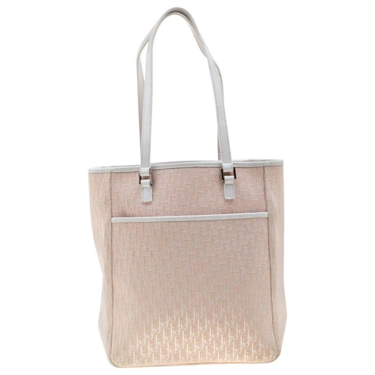 Dior Pink/White Diorissimo Canvas and Leather Tote