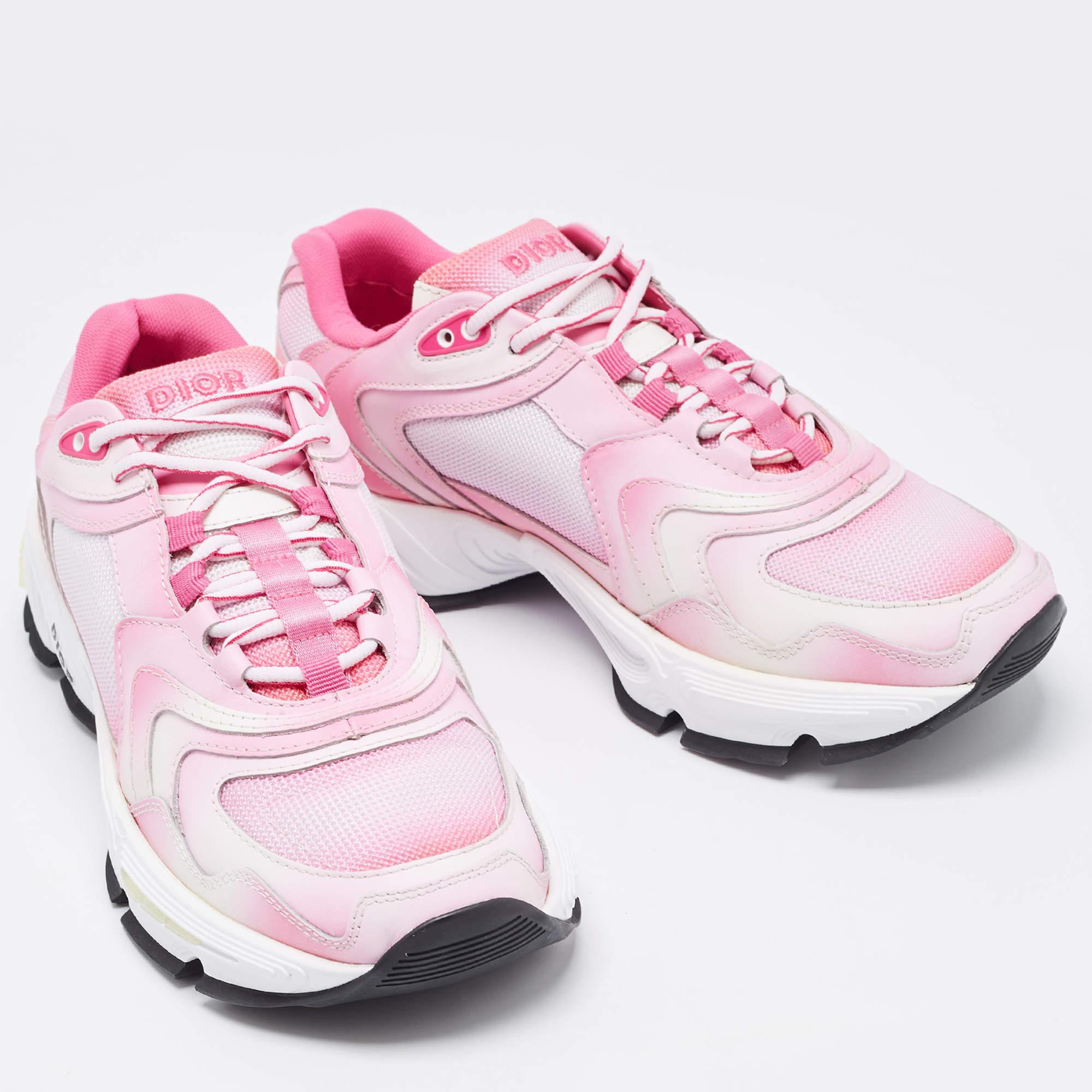 Men's Dior Pink/White Mesh and Leather CD1 Gradient Sneakers Size 41 For Sale