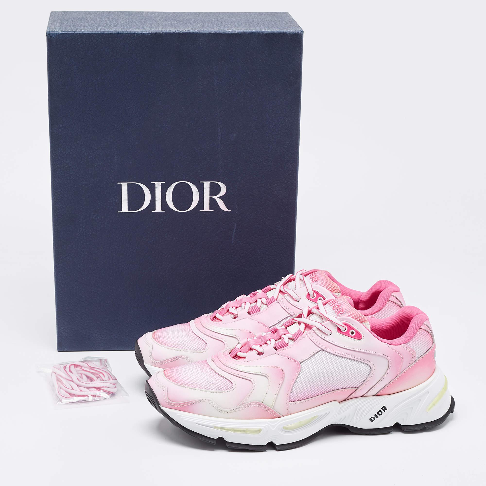 Dior Pink/White Mesh and Leather CD1 Gradient Sneakers Size 41 For Sale 1