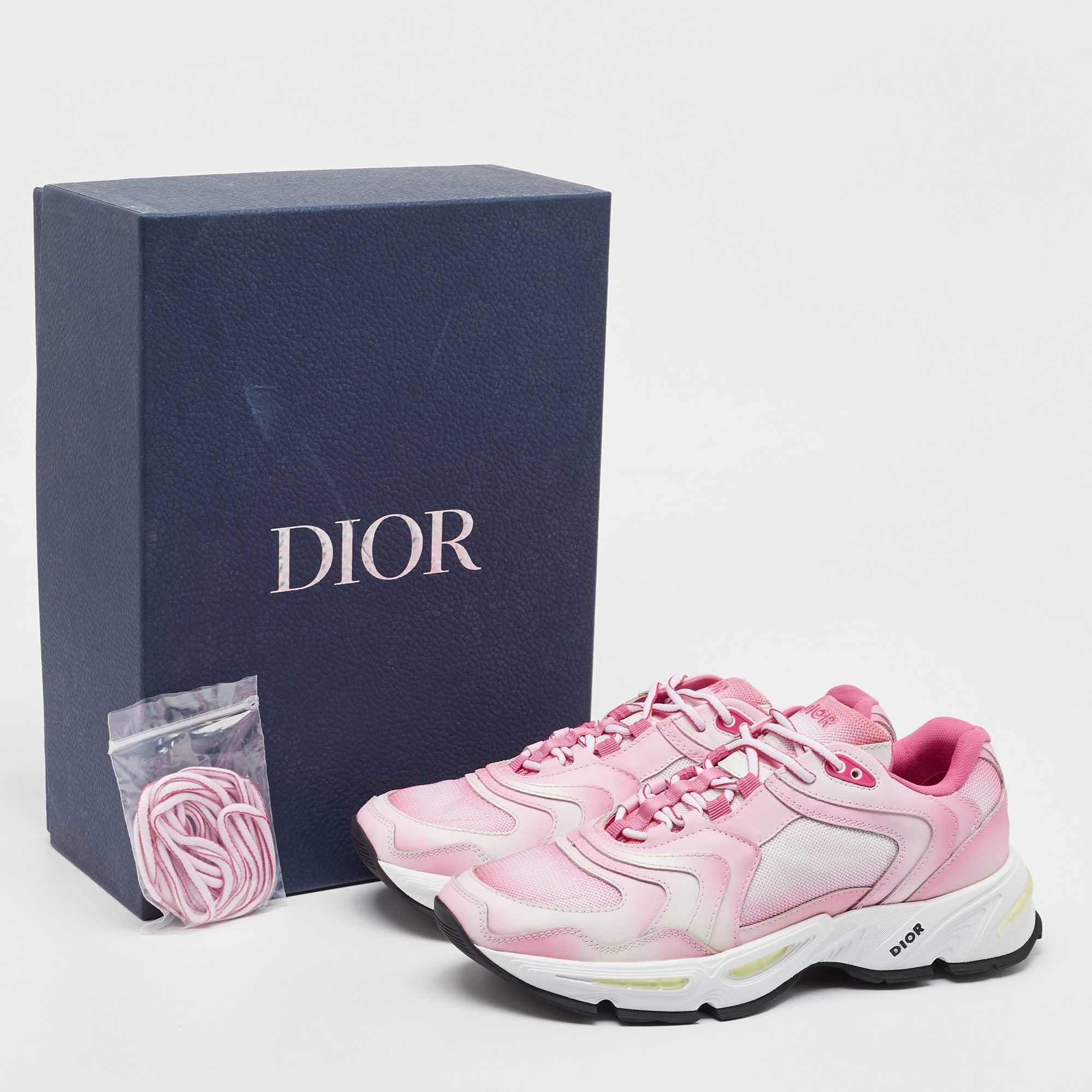 DIOR Pink/White Mesh and Leather CD1 Gradient Sneakers Size 41 For Sale 2
