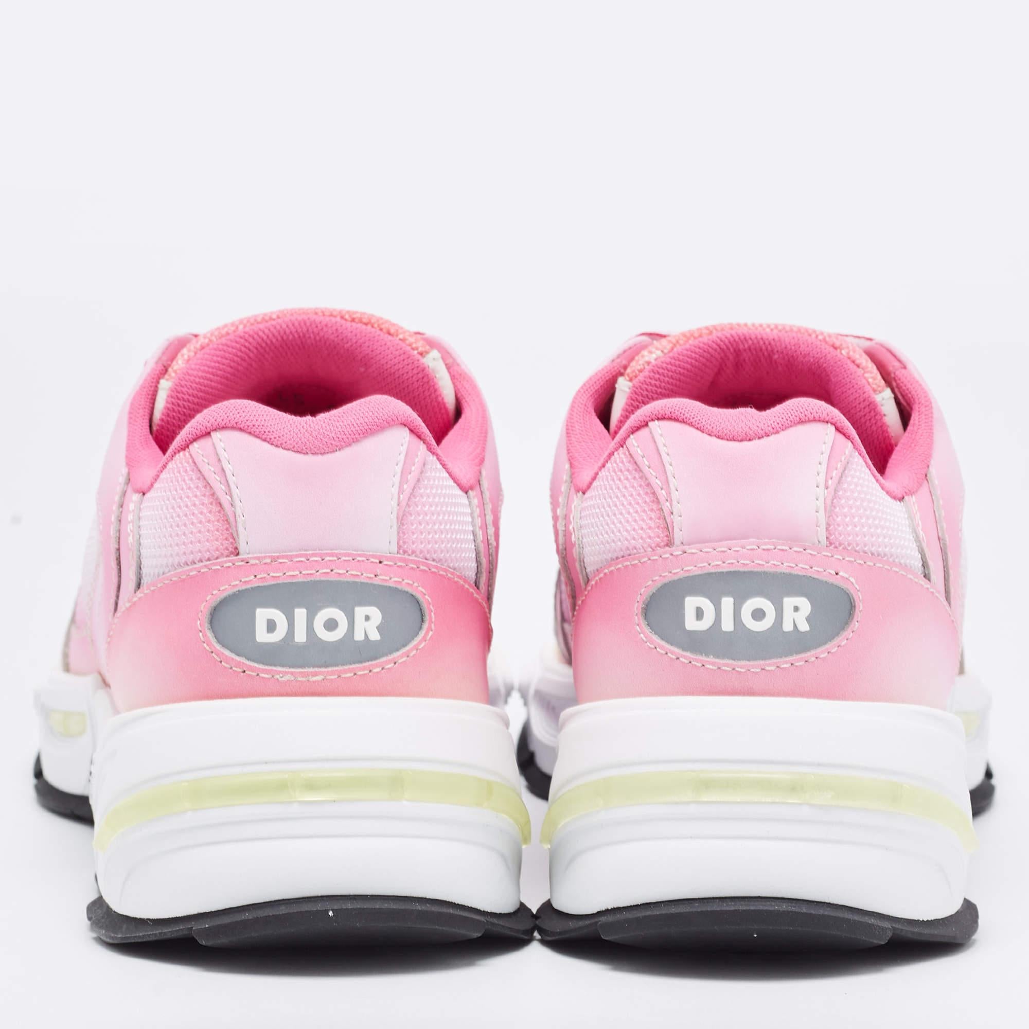 Dior Pink/White Mesh and Leather CD1 Gradient Sneakers Size 41 For Sale 5