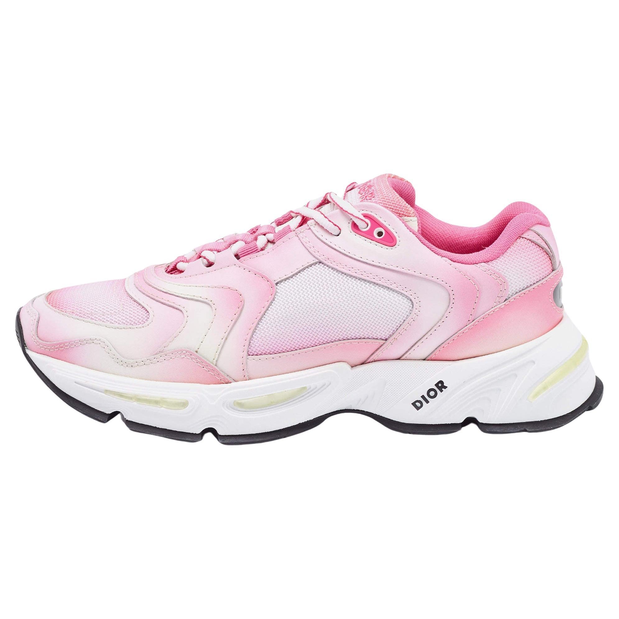 Dior Pink/White Mesh and Leather CD1 Gradient Sneakers Size 41 For Sale