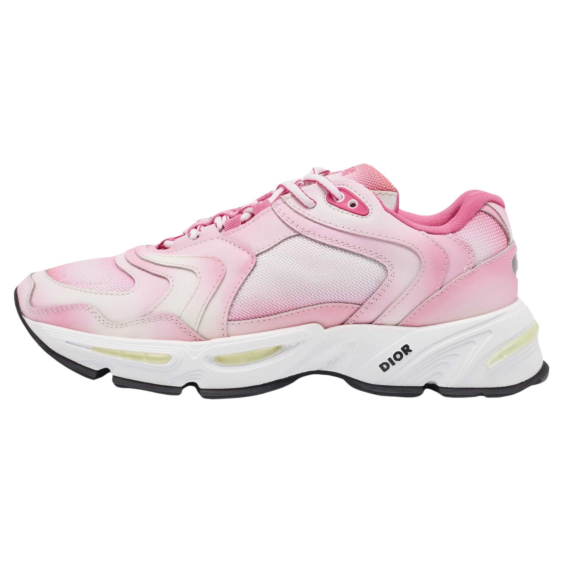 DIOR Pink/White Mesh and Leather CD1 Gradient Sneakers Size 41 For Sale