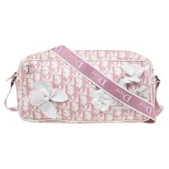 Dior Pink/White Oblique Canvas Girly 1 Flap Shoulder Bag
