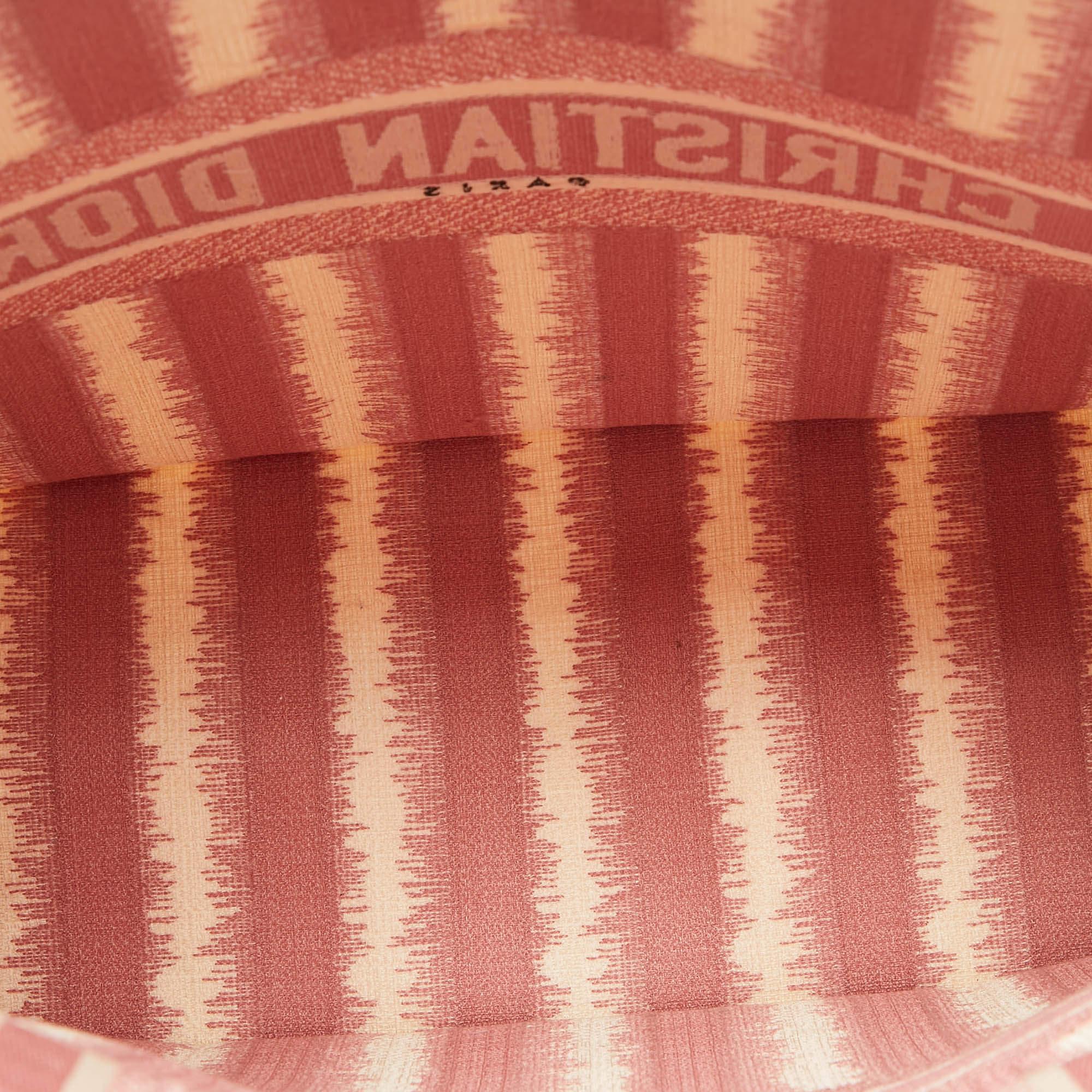 Dior Pink/White Stripe Embroidered Canvas Large Book Tote 2