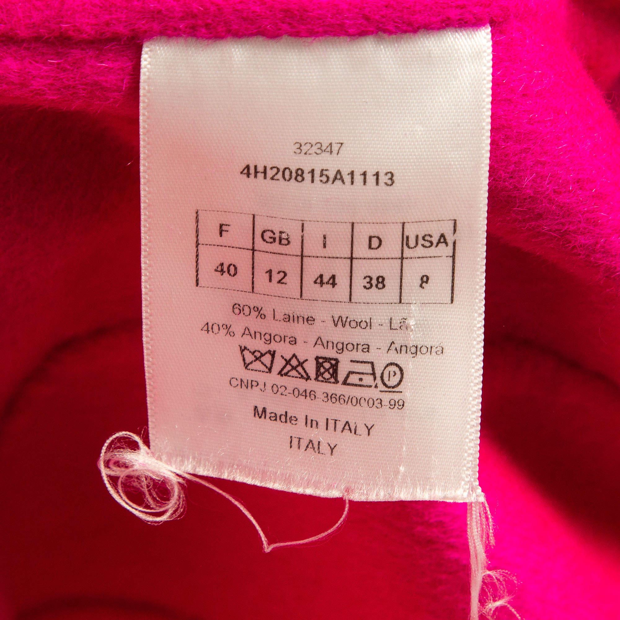 Dior Rosa doppelreihiger Mantel aus Wollmischung in mittlerer Länge M im Zustand „Gut“ im Angebot in Dubai, Al Qouz 2