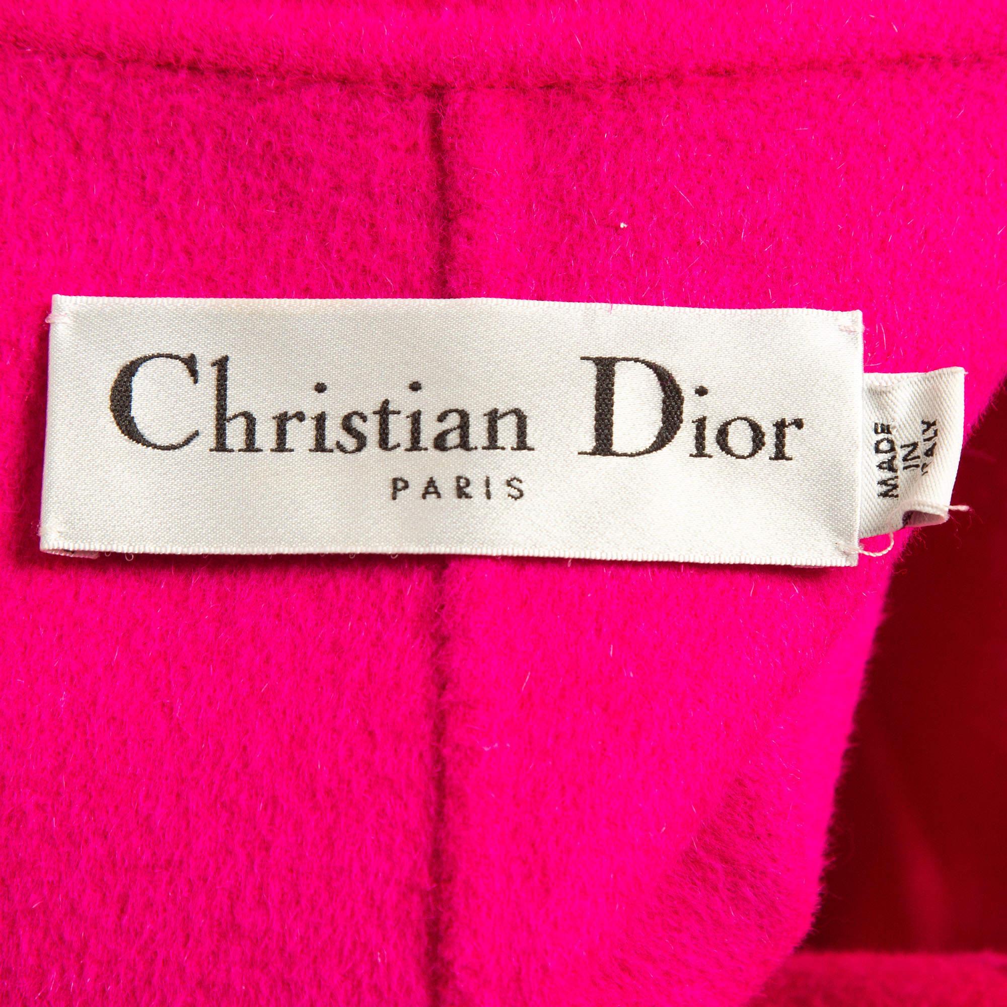 Women's Dior Pink Wool Blend Double Breasted Mid Length Coat M