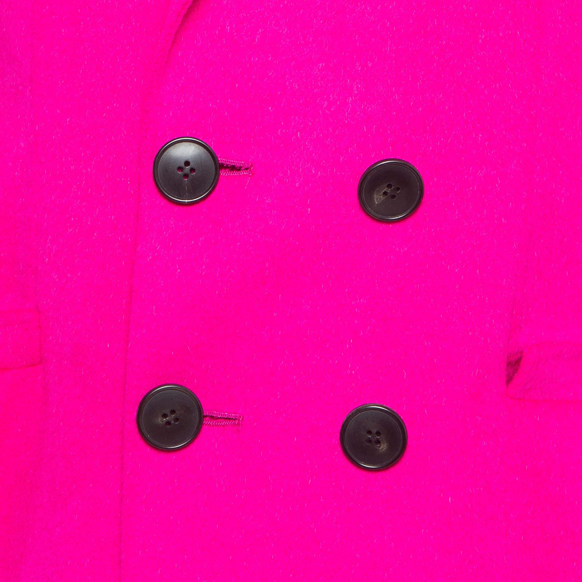 Dior Rosa doppelreihiger Mantel aus Wollmischung in mittlerer Länge M im Angebot 1