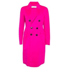 Dior - Manteau rose de laine mélangée à double boutonnage, long de la taille M