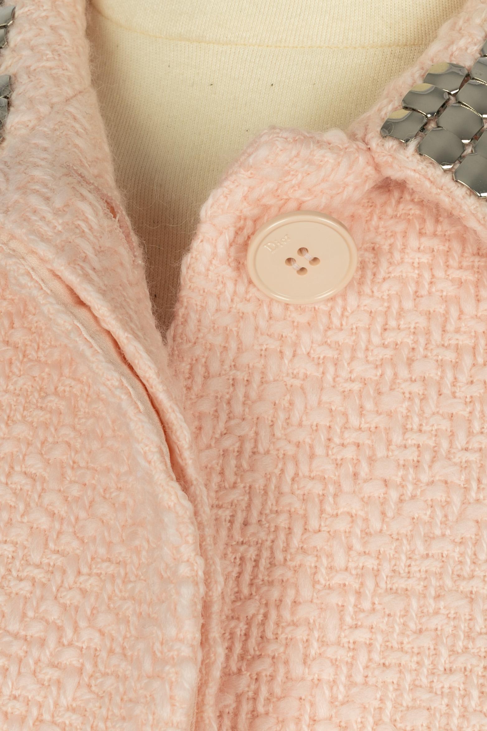 Dior pink wool coat For Sale 4